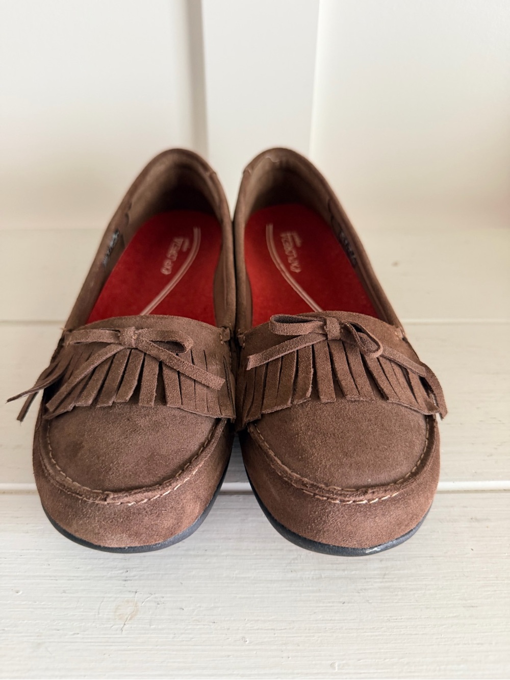 Easy Spirit Esolette Brown Suede Fringe Kiltie Loafer Moccasin 9.5 W Wide